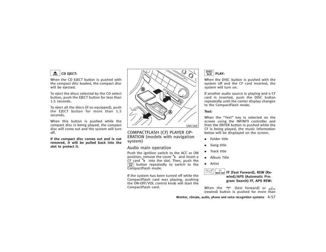 Infiniti S51-D owner manual CD Eject 