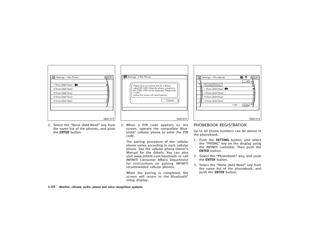 Infiniti S51-D owner manual Phonebook Registration 