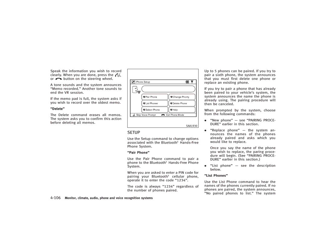 Infiniti S51-D owner manual Setup 