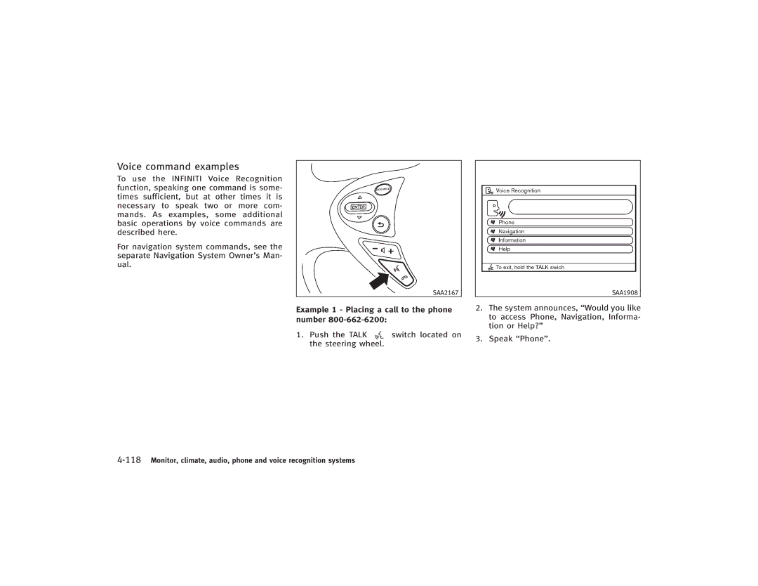 Infiniti S51-D owner manual Voice command examples 