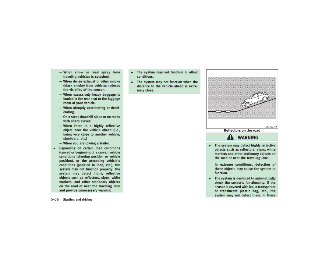 Infiniti S51-D owner manual Reflectors on the road 