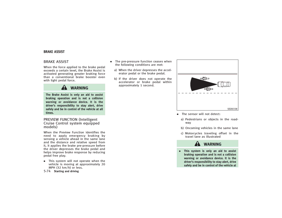 Infiniti S51-D owner manual Brake Assist 