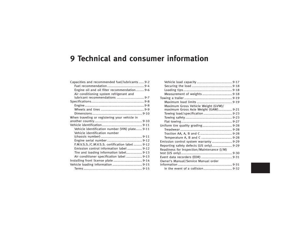 Infiniti S51-D owner manual Technical and consumer information 