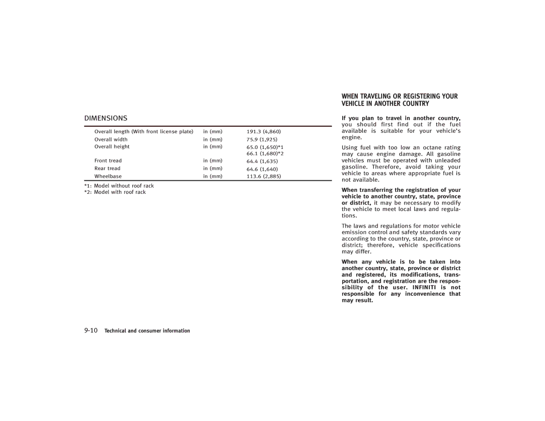 Infiniti S51-D owner manual Dimensions 