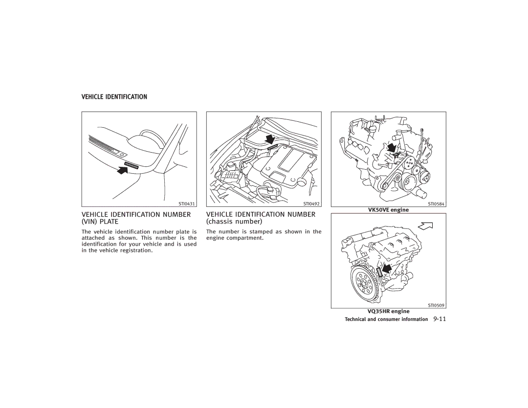 Infiniti S51-D owner manual Vehicle Identification Number VIN Plate, Vehicle Identification Number chassis number 