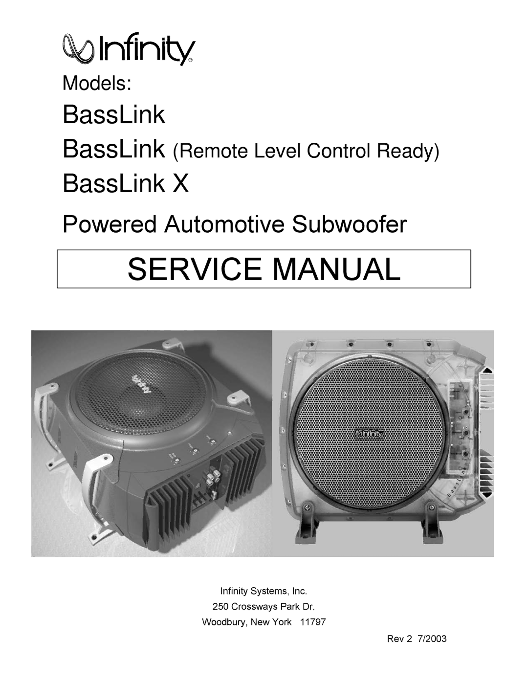 Infinity Bass Link service manual BassLink 