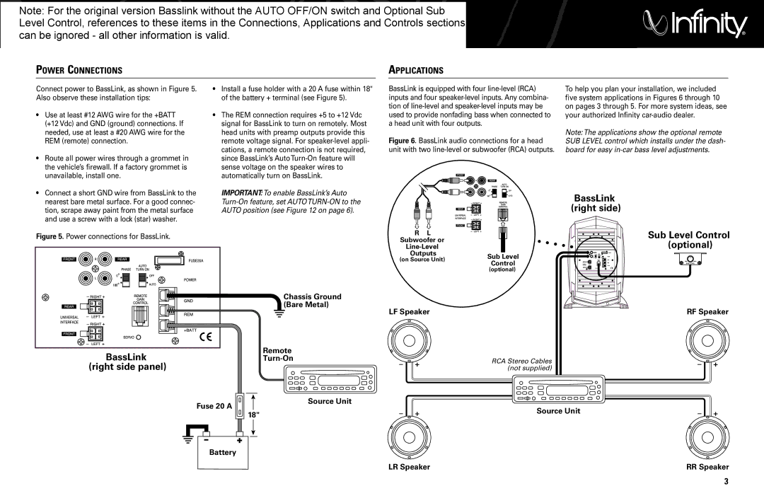 Infinity Bass Link service manual Right side, Optional, BassLink right side panel 