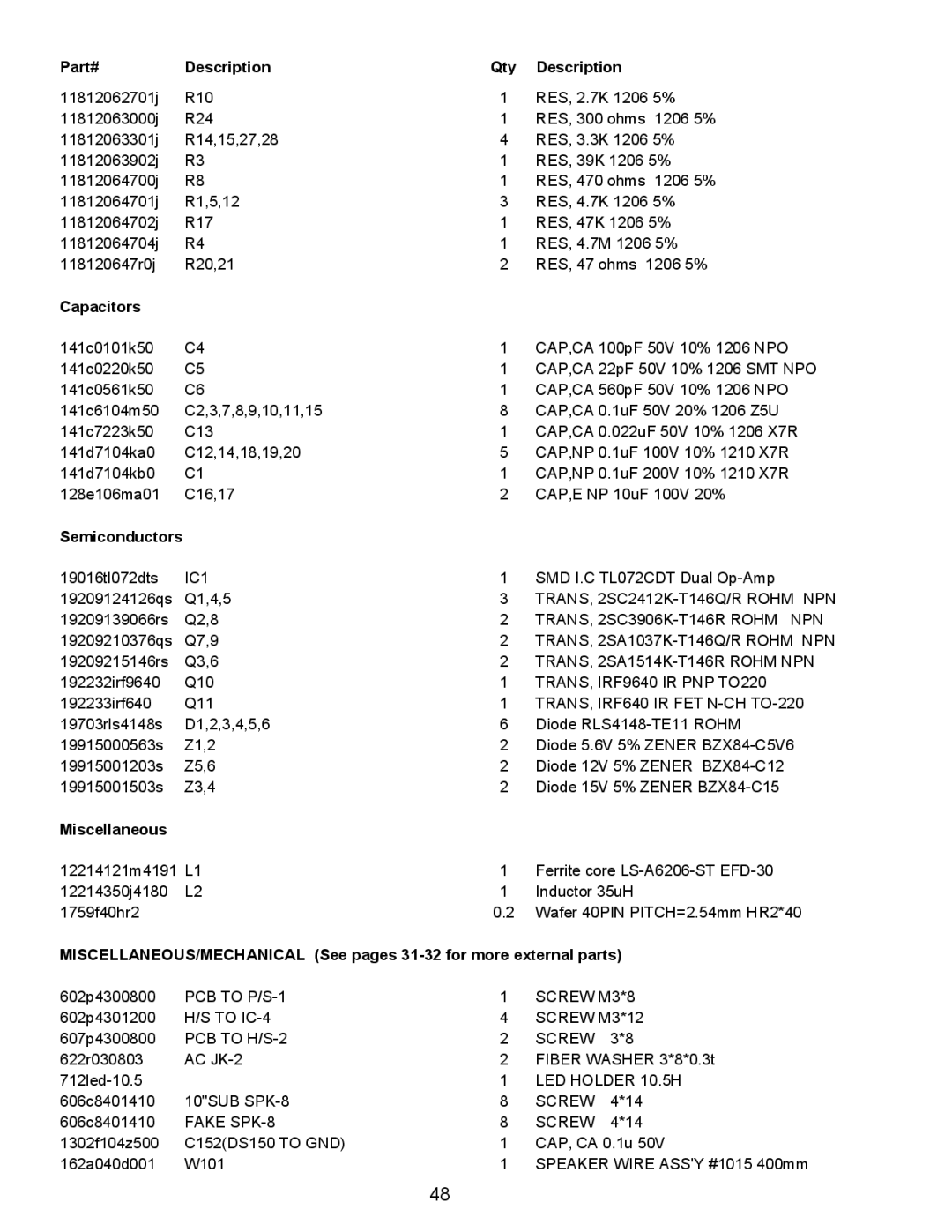 Infinity Bass Link service manual TRANS, 2SC2412K-T146Q/R Rohm NPN 