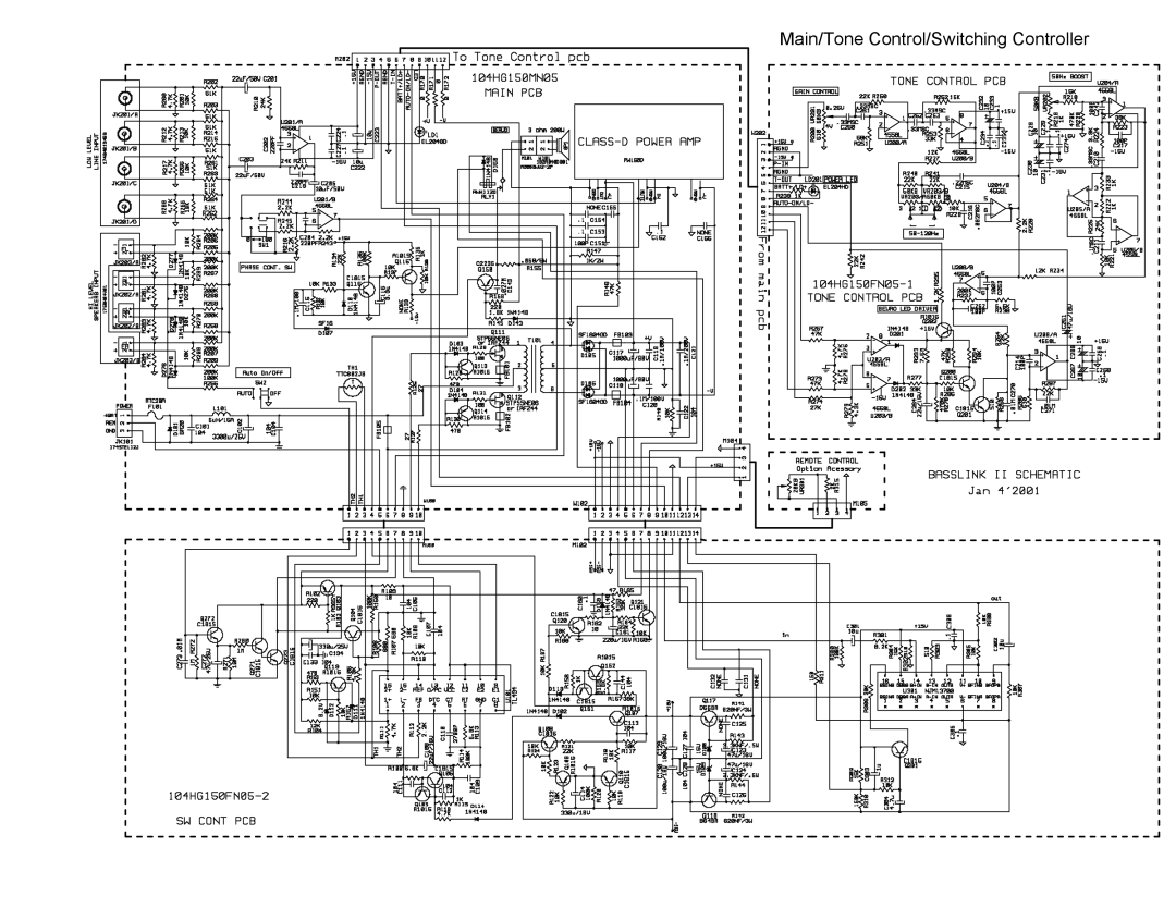 Infinity Bass Link service manual Main/Tone Control/Switching Controller 