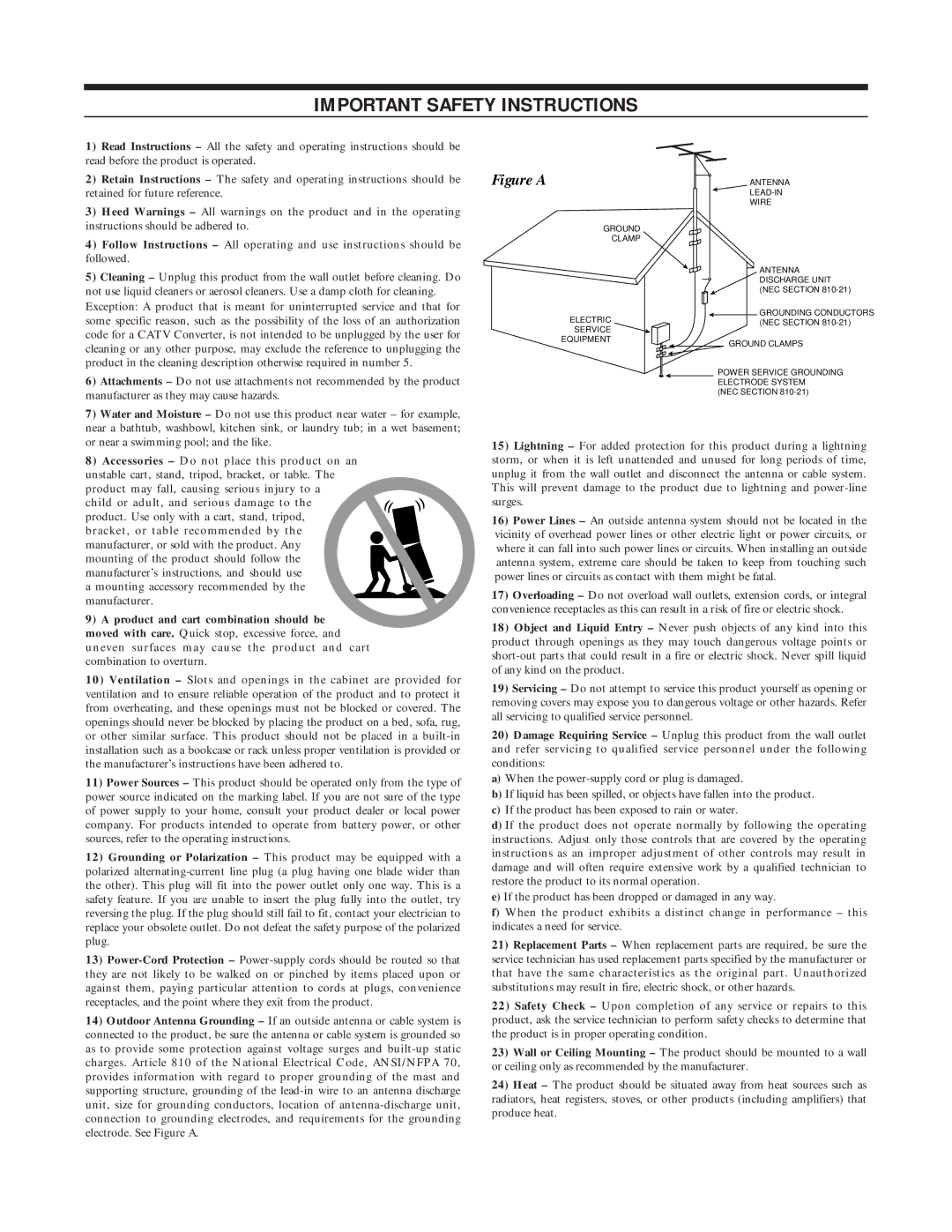 Infinity BU-1 owner manual Important Safety Instructions 