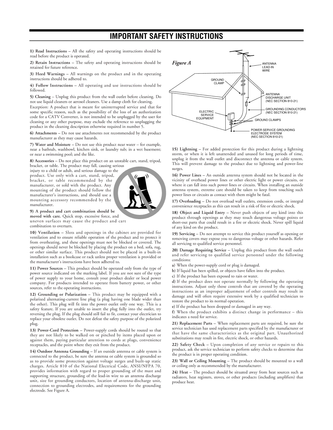 Infinity BU-150, BU-80, BU-120 owner manual Important Safety Instructions 