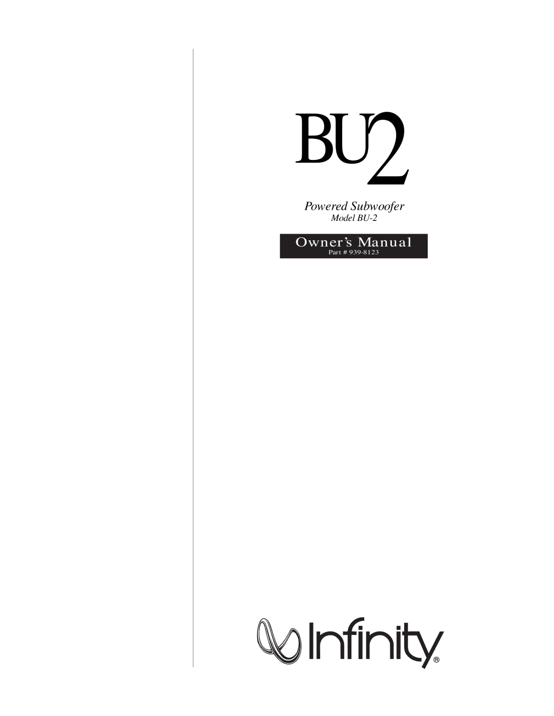 Infinity BU-2 owner manual BU2 