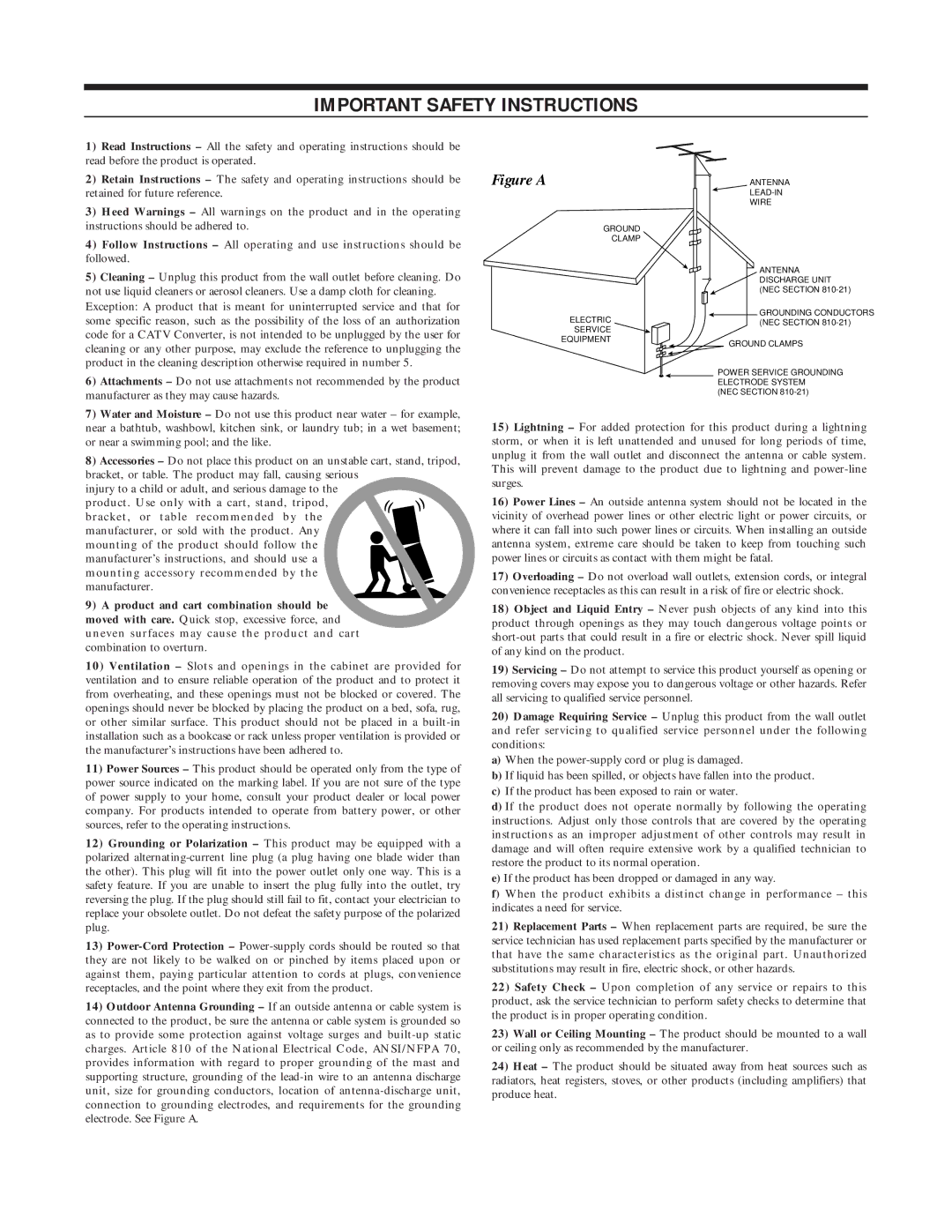 Infinity BU-2 owner manual Important Safety Instructions 