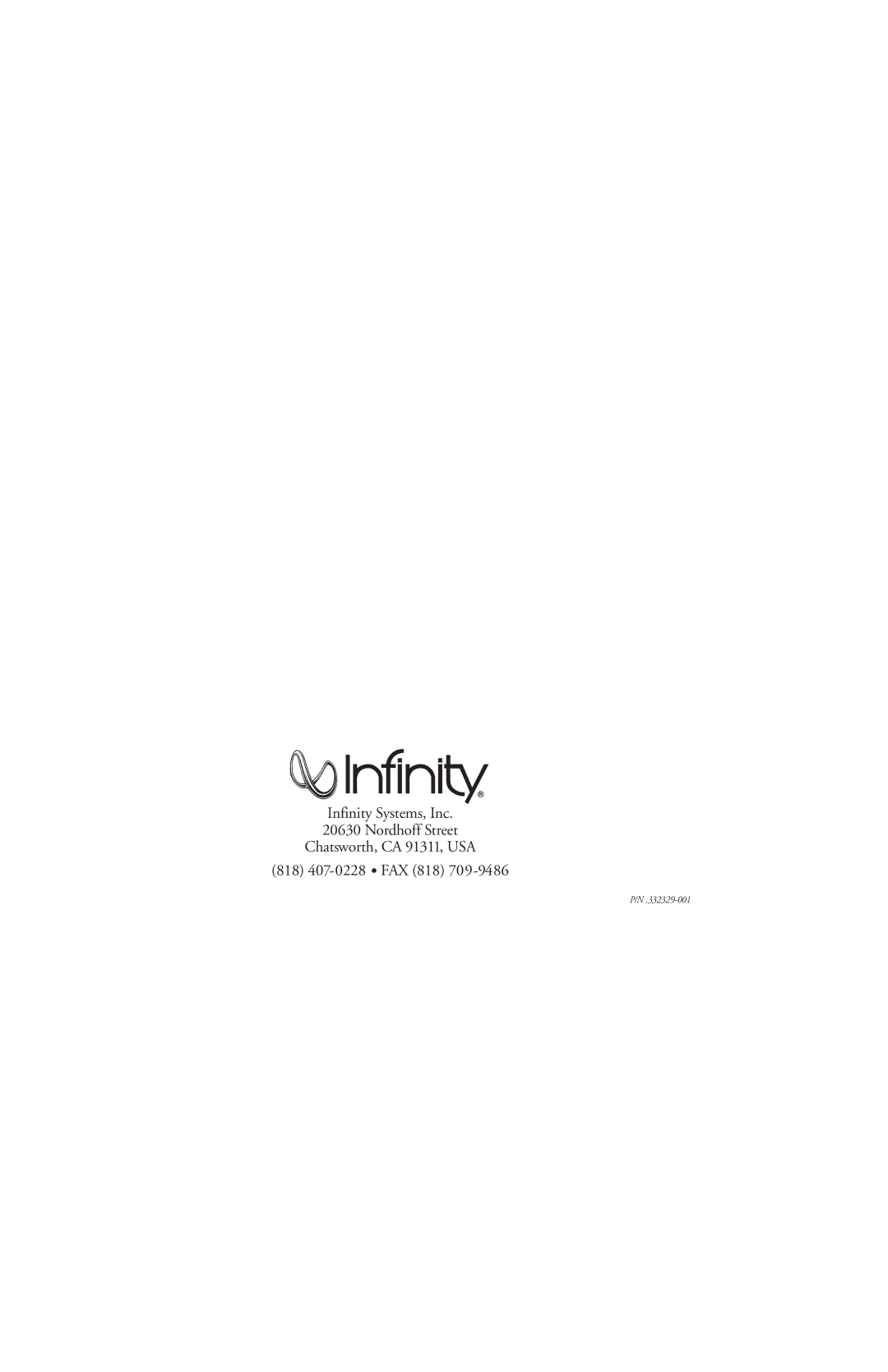 Infinity CC-1 owner manual 