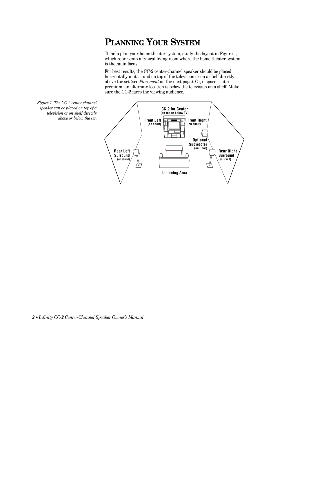 Infinity CC-2 owner manual Planning Your System 