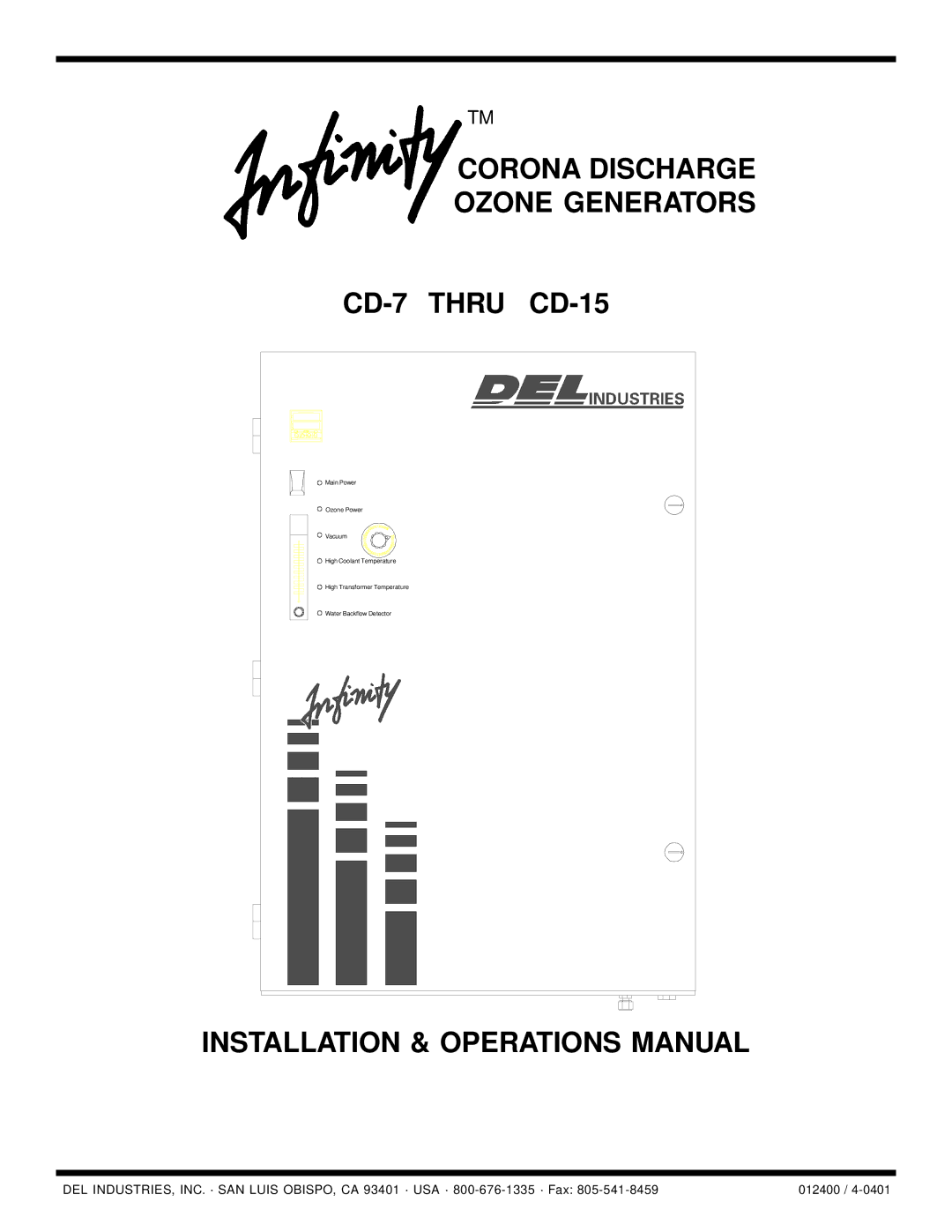 Infinity CD-7 THRU CD-15 manual Corona Discharge Ozone Generators CD-7 Thru CD-15 