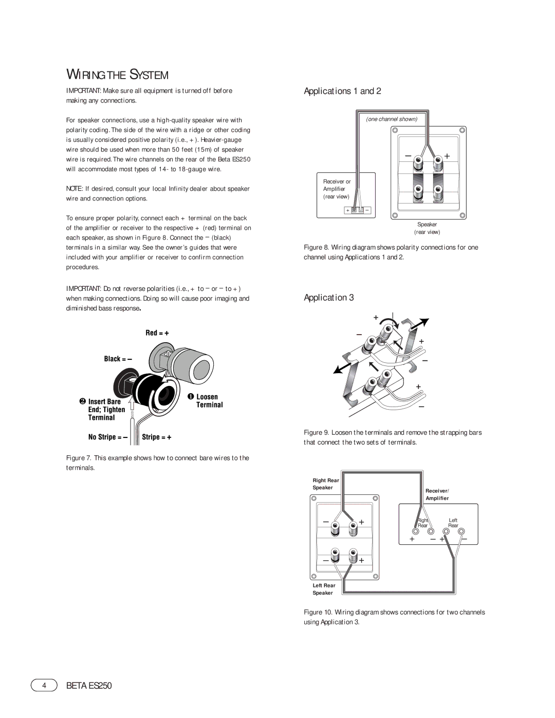 Infinity ES250 manual Wiring the System 