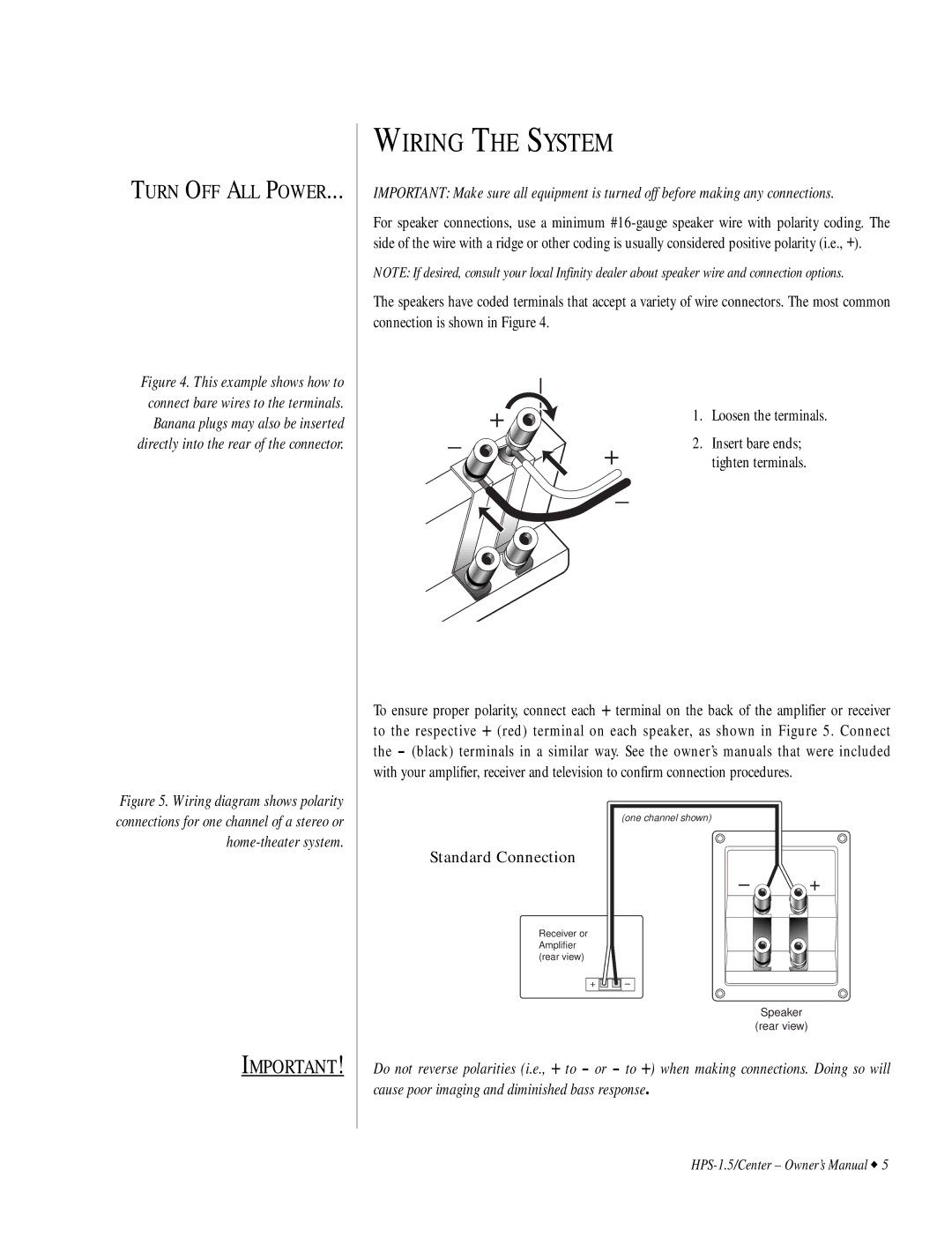 Infinity HPS-1.5 owner manual Wiring the System 