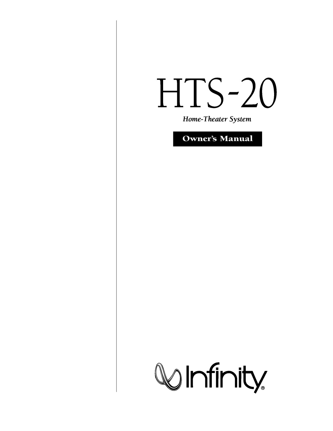 Infinity HTS-20 owner manual Home-TheaterSystem 