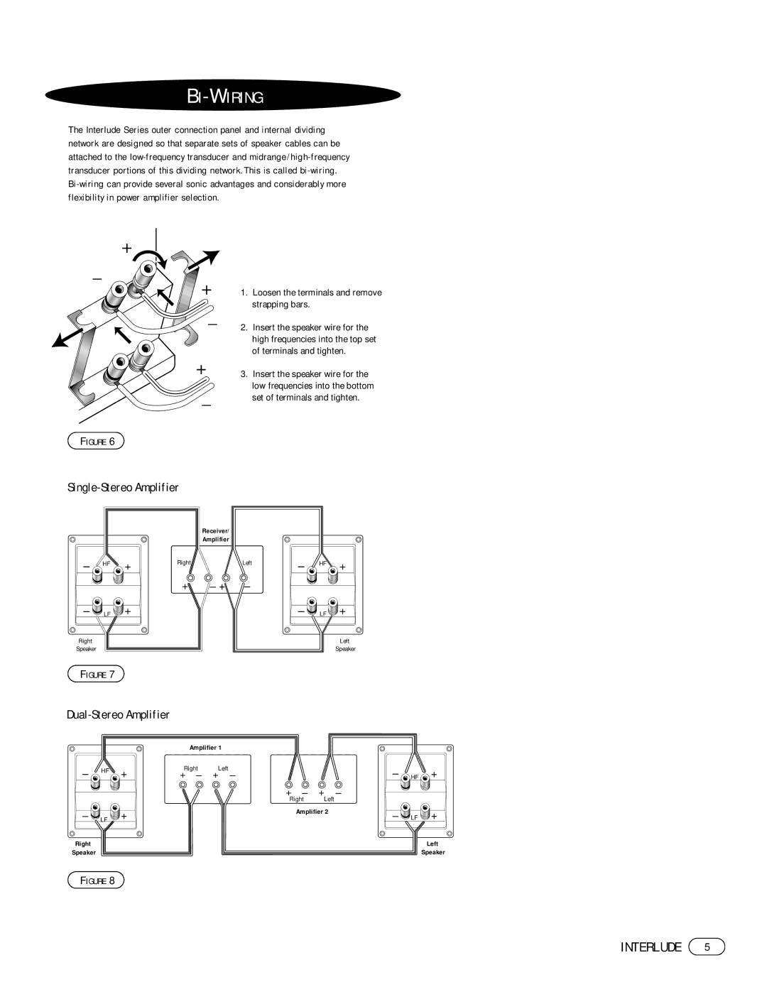 Infinity IL40, IL10, IL30 manual Bi-Wiring, Single-Stereo Amplifier 