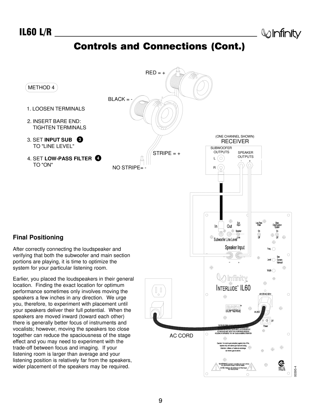 Infinity IL60 L/R service manual Final Positioning 