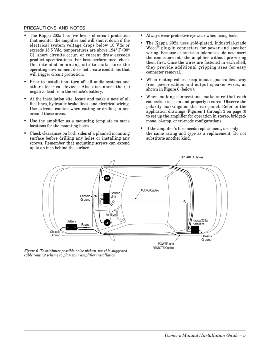 Infinity 202a, Kappa owner manual E C a U T I O N S a N D N O T E S 