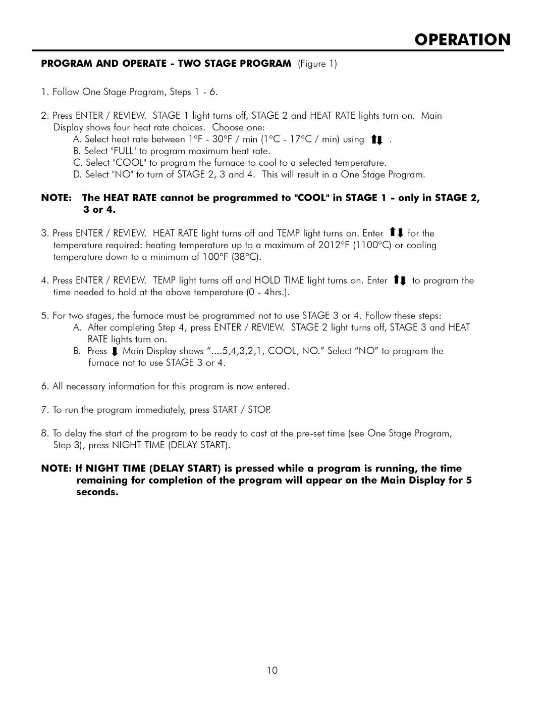 Infinity M30, L30 manual Program and Operate TWO Stage Program Figure 