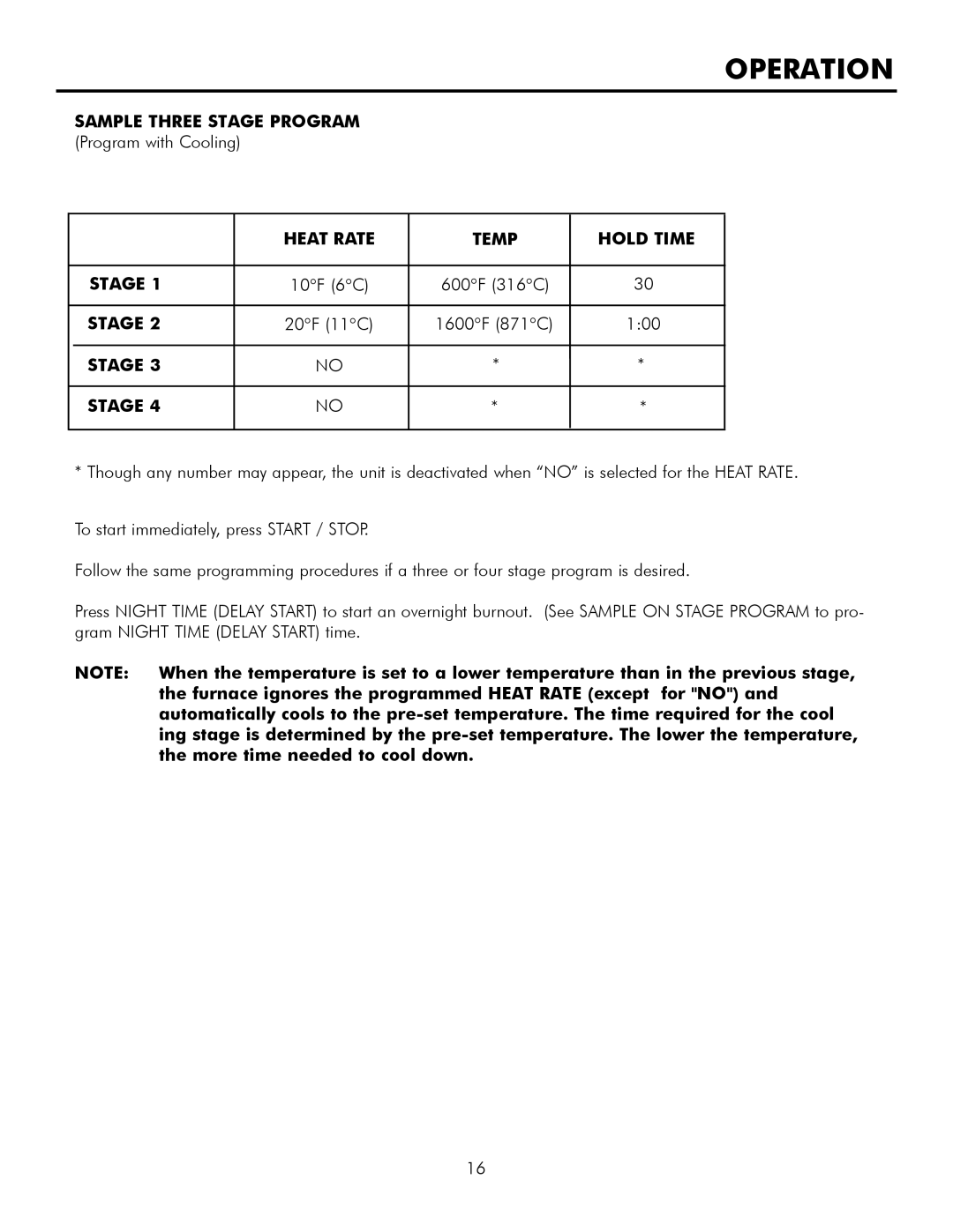 Infinity M30, L30 manual Sample Three Stage Program Program with Cooling 