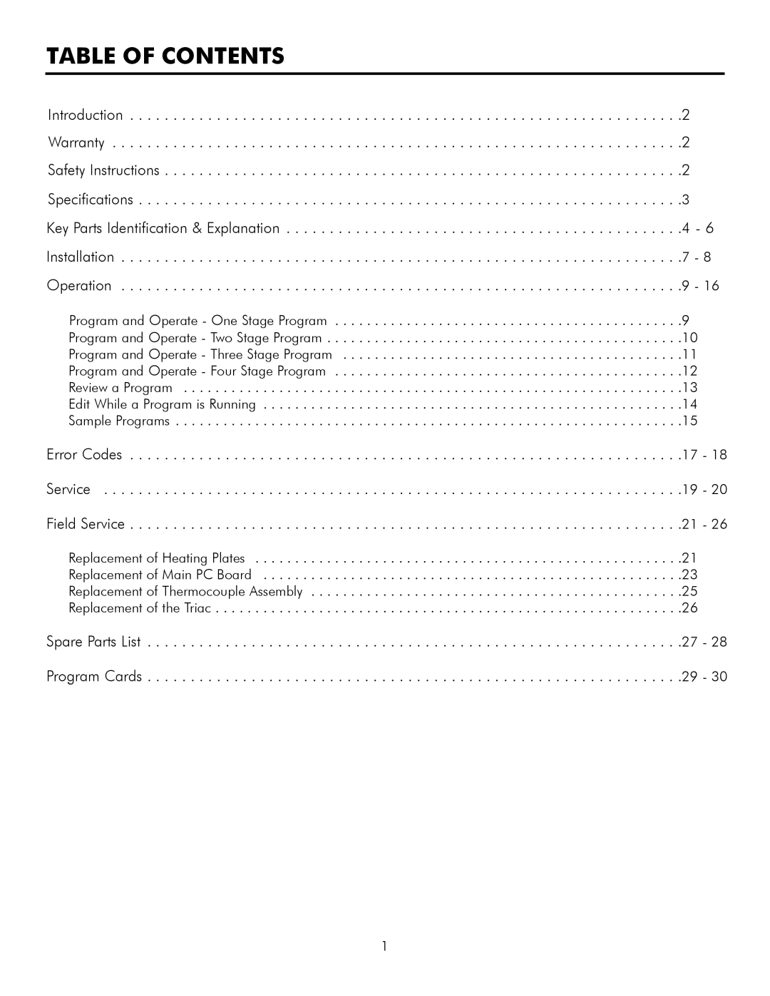 Infinity L30, M30 manual Table of Contents 