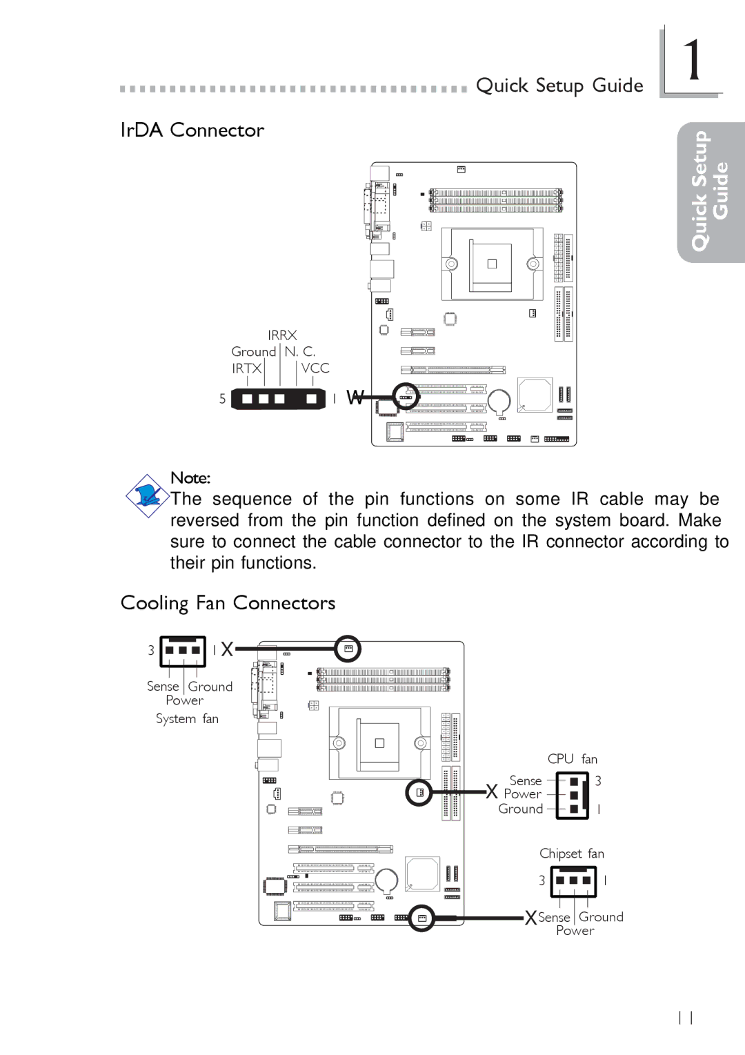 Infinity nF4X user manual IrDA Connector, Cooling Fan Connectors 