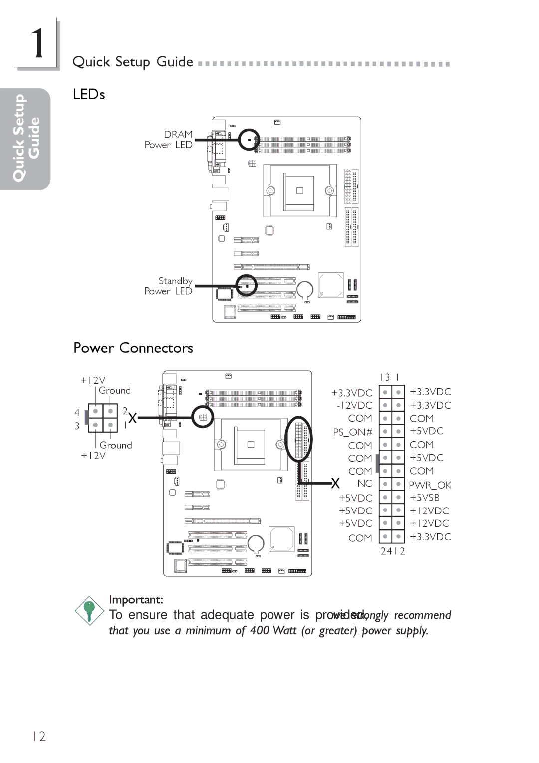 Infinity nF4X user manual LEDs, Power Connectors 