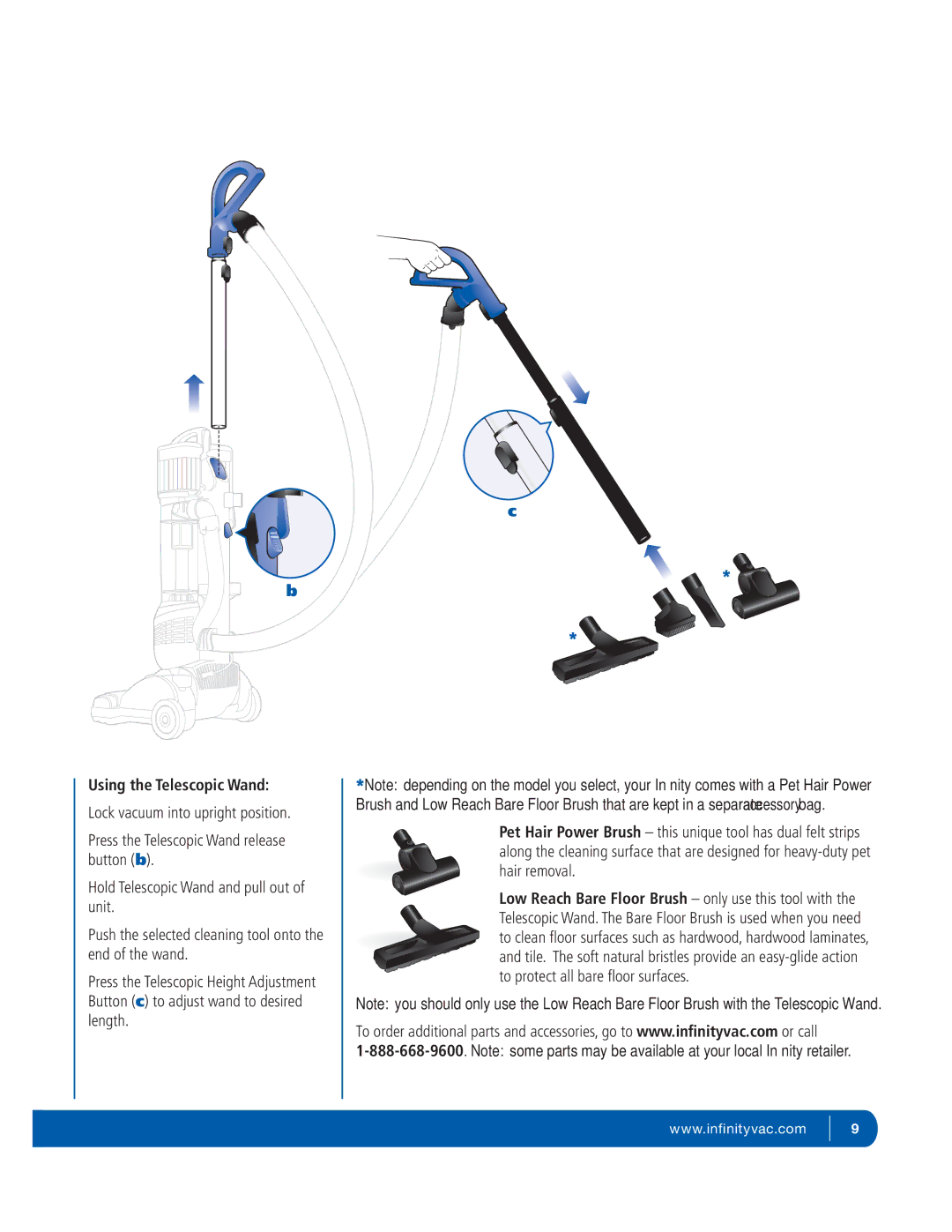 Infinity NV29 manual Using the Telescopic Wand 