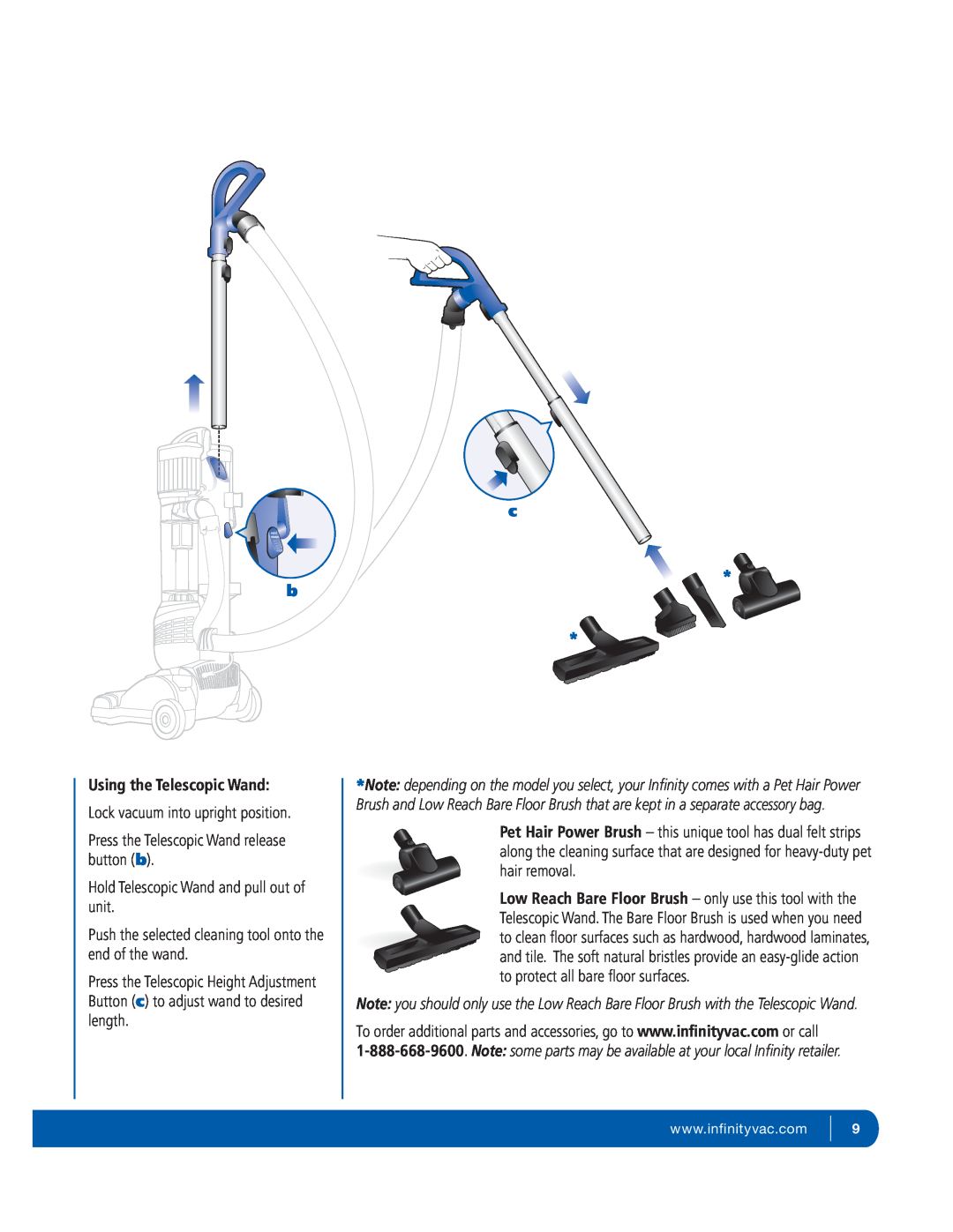 Infinity NV29 manual Using the Telescopic Wand 