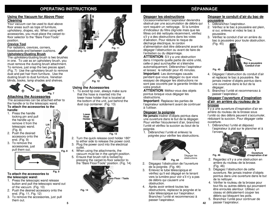 Infinity NV30C owner manual Operating Instructions Dépannage 