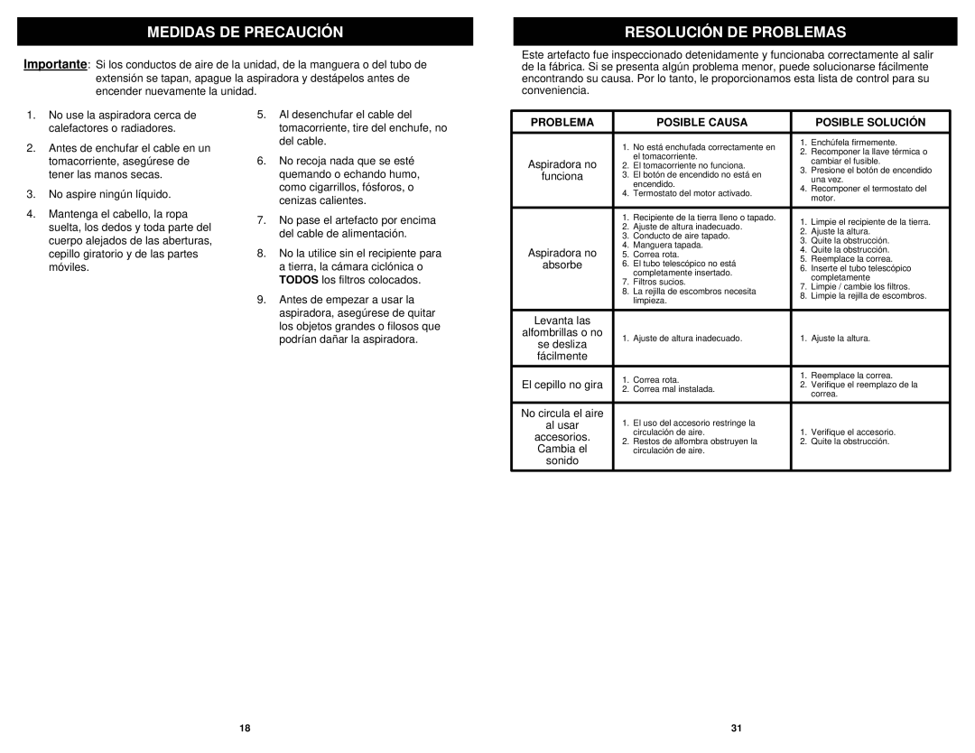 Infinity NV31N owner manual Medidas DE Precaución, Resolución DE Problemas 