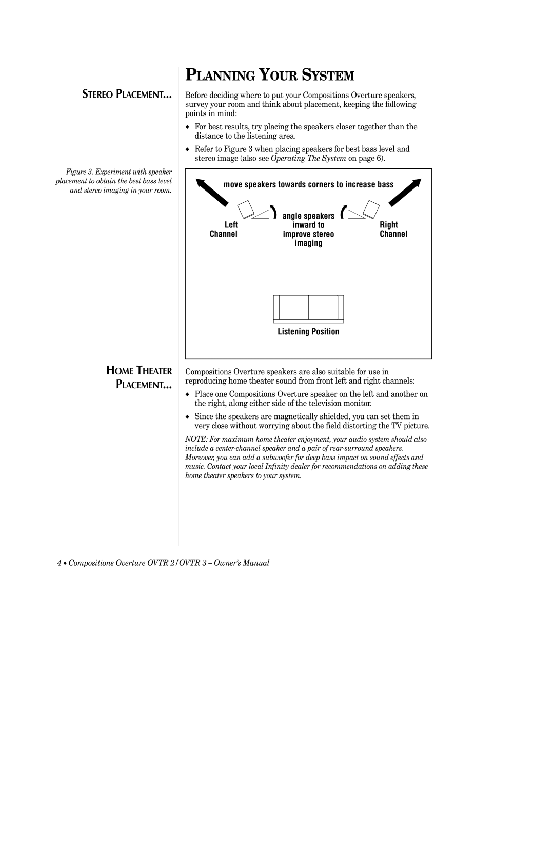 Infinity OVTR 2, OVTR 3 owner manual Planning Your System, Right 