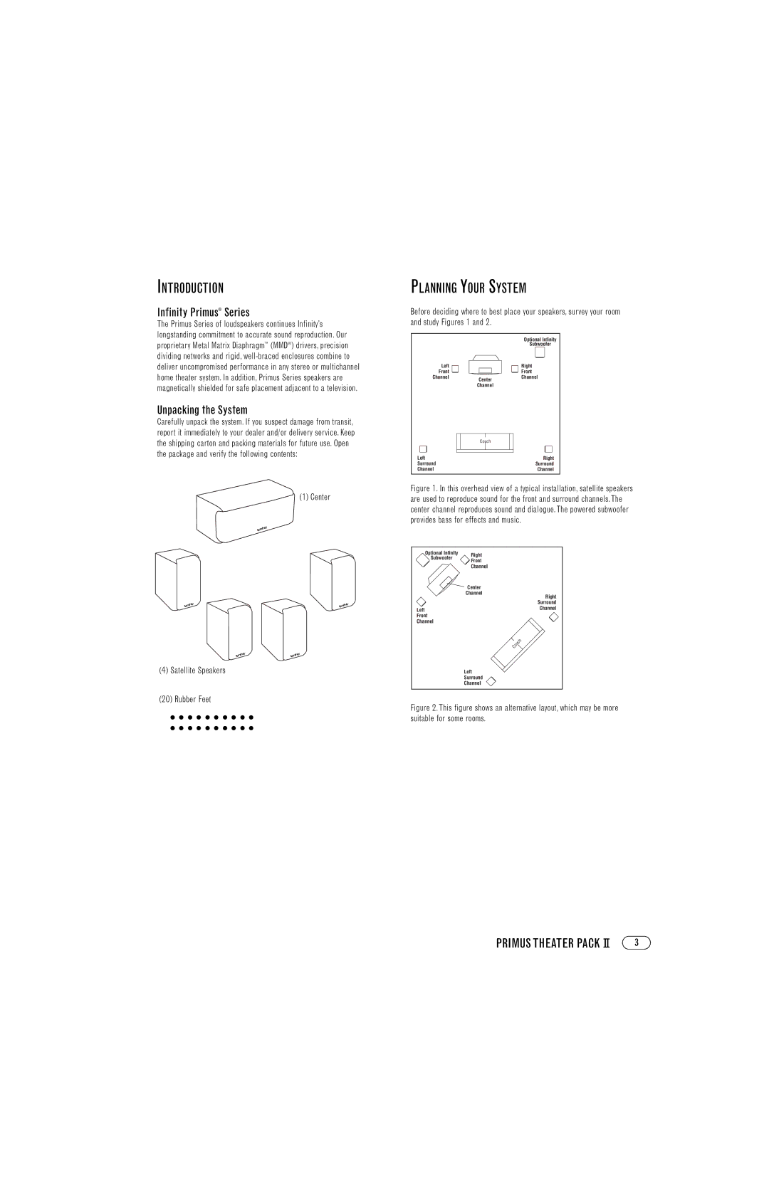 Infinity manual Introduction, Planning Your System, Infinity Primus Series, Unpacking the System 