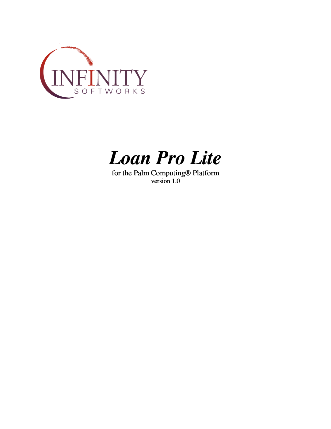 Infinity Softworks manual Loan Pro Lite, for the Palm Computing Platform 