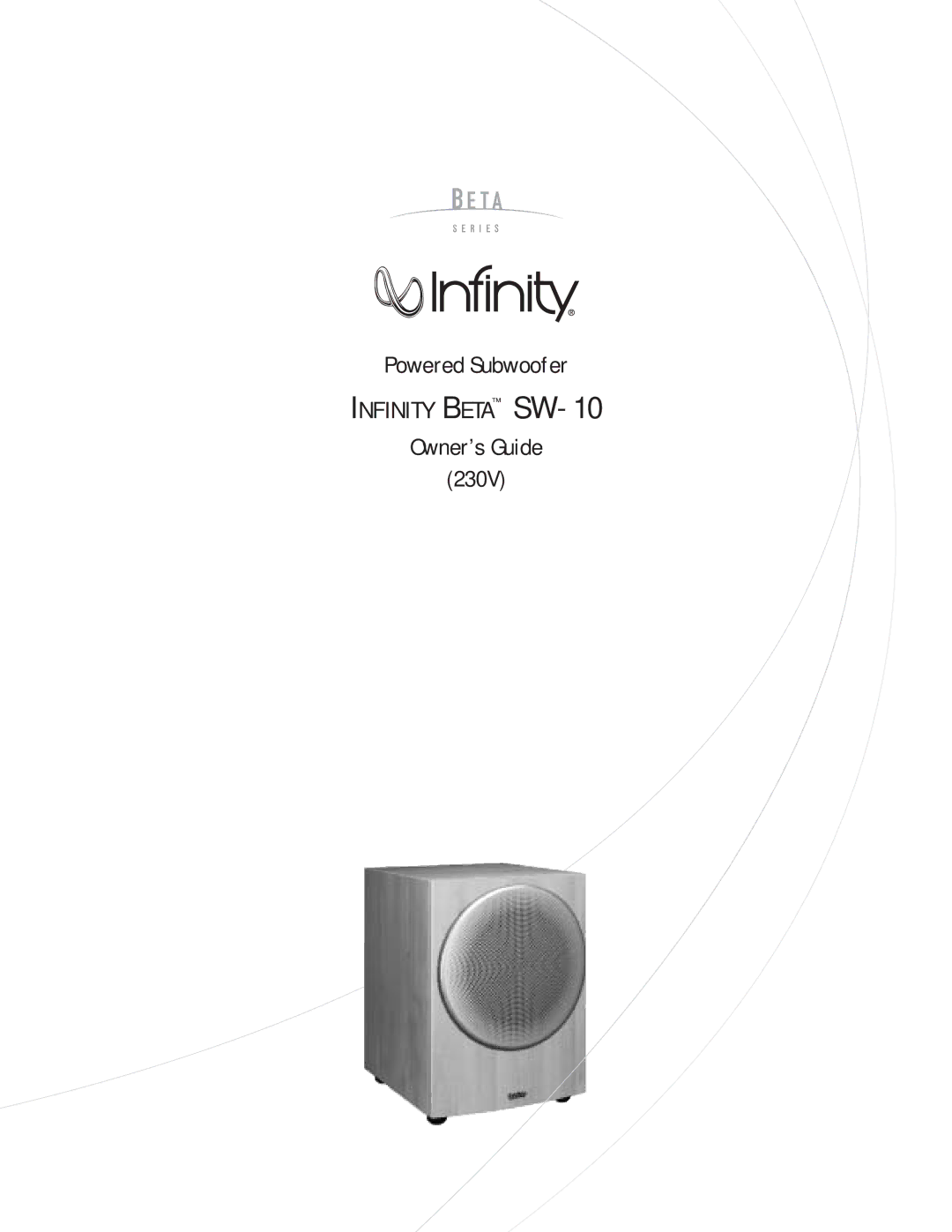 Infinity manual Infinity Beta SW-10 