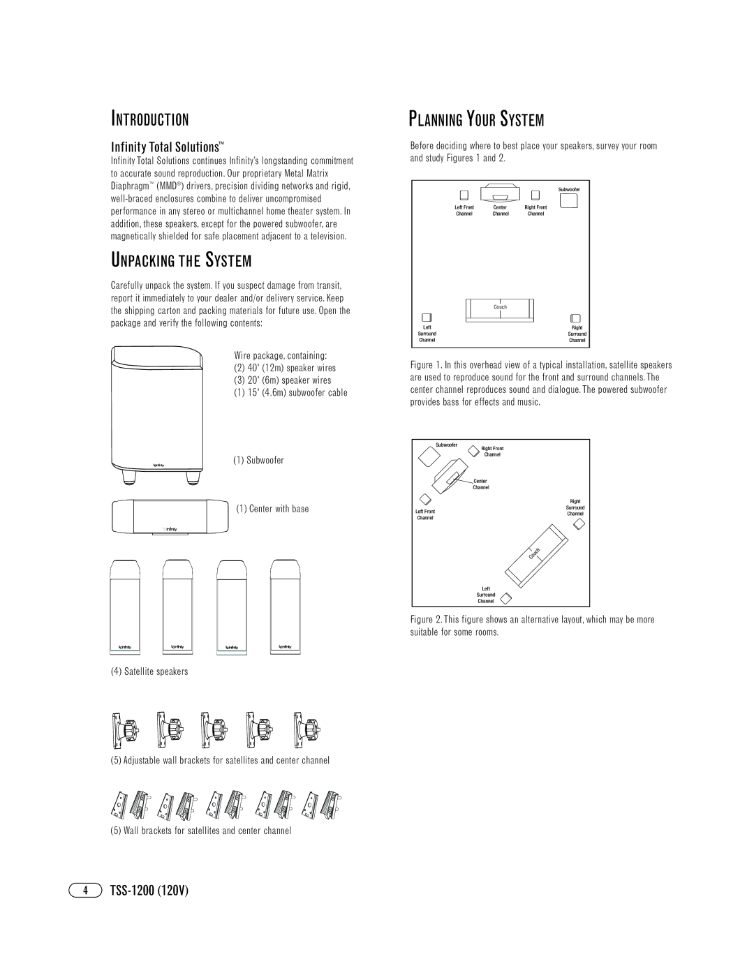 Infinity TOTAL SPEAKER SOLUTIONS, TSS-1200 manual Introduction, Planning Your System, Infinity Total Solutions 