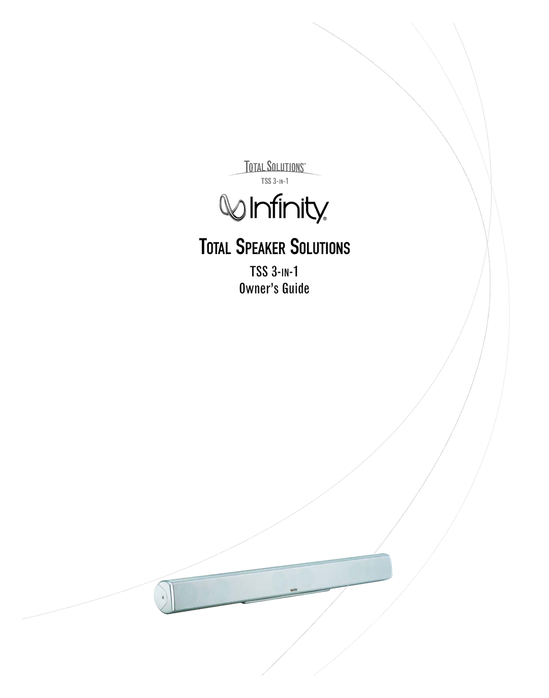 Infinity TSS 3-IN-1 manual Total Speaker Solutions 