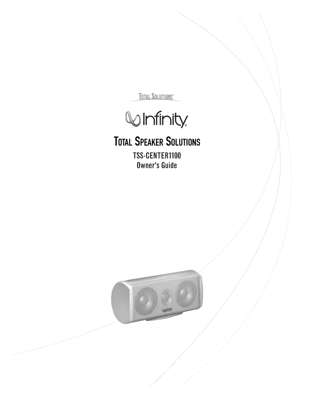 Infinity TSS-CENTER1100 manual Total Speaker Solutions 