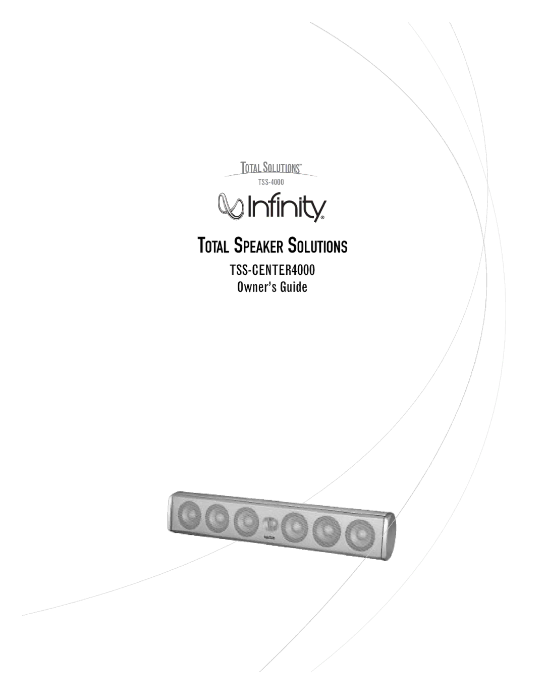 Infinity TSS-CENTER4000 manual Total Speaker Solutions 