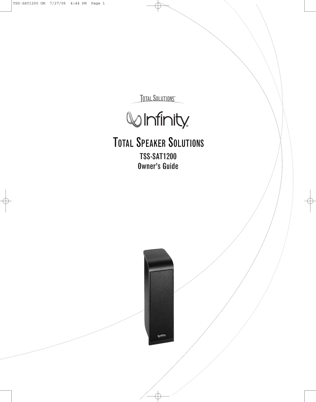 Infinity TSS-SAT1200 manual Total Speaker Solutions 