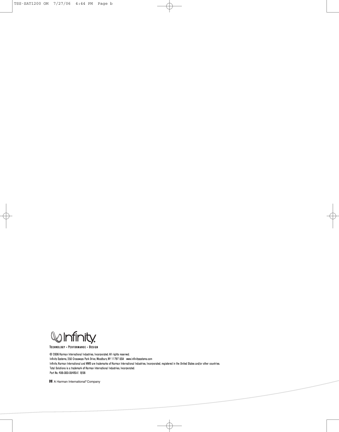 Infinity manual TSS-SAT1200OM 7/27/06 4 44 PM Page b 