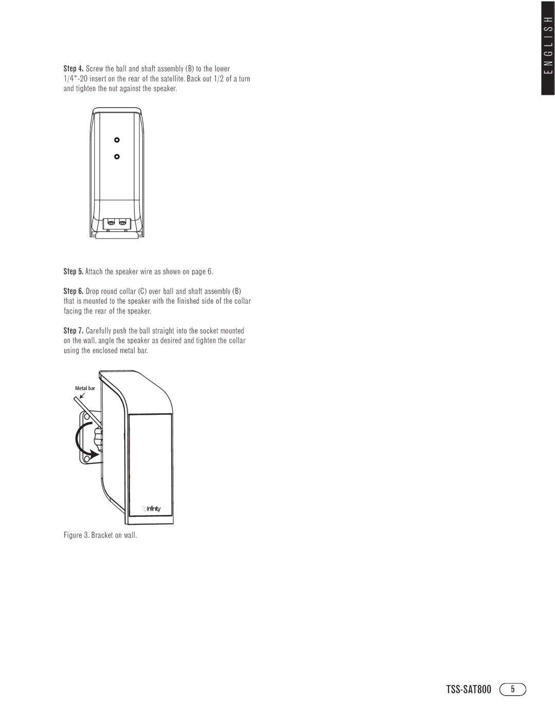 Infinity TSS-SAT800 manual Bracket on wall 