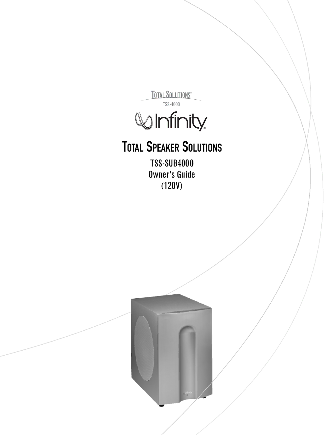 Infinity TSS-SUB4000 manual Total Speaker Solutions 