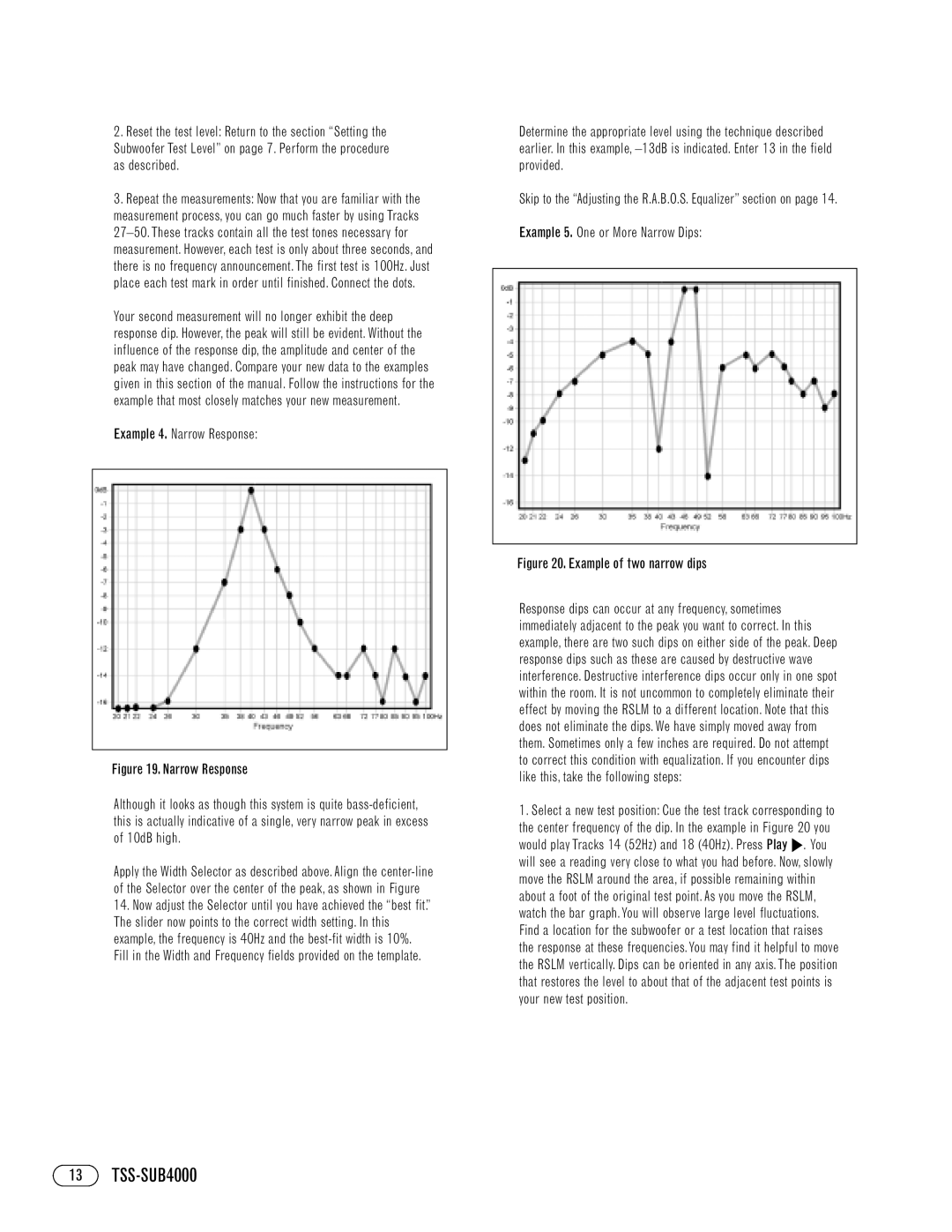 Infinity TSS-SUB4000 manual Example 4. Narrow Response, Example of two narrow dips 