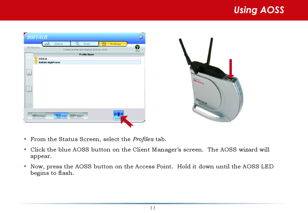 Infinity WLI-U2-G300N user manual Using Aoss 