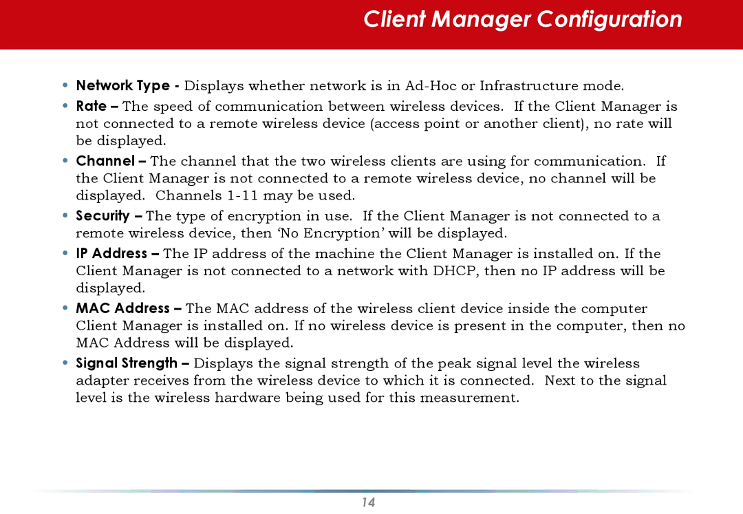 Infinity WLI-U2-G300N user manual Client Manager Configuration 